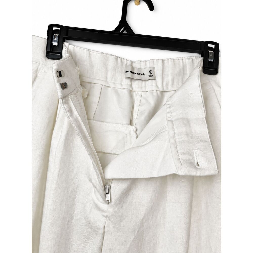 Abercrombie Sloane Linen Blend Wide Leg Pants White Size 28 6R - Picture 6 of 11